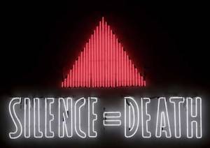 The "Silence=Death" logo  was created in 1987 by the AIDS Coalition to Unleash Power (ACT UP). 